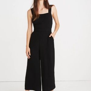 Madewell Black Apron Bow-Back Jumpsuit
